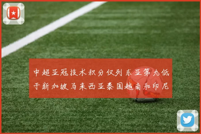 中超亚冠技术积分仅列东亚第九低于新加坡马来西亚泰国越南和印尼